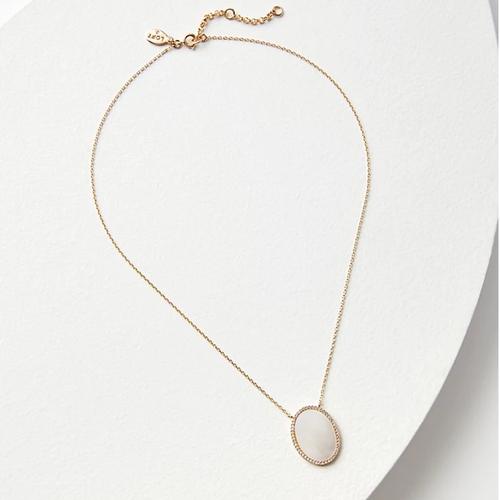 NWT Loft Mother Of Pearl Crystal Pendant Necklace